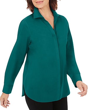 Foxcroft Cecila Button Front Non Iron Shirt In Evergreen