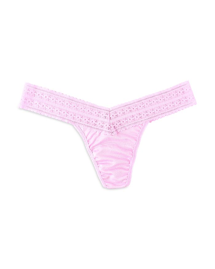 Shop Hanky Panky Dream Lace Trim Modal Low Rise Thong In Cotton Candy