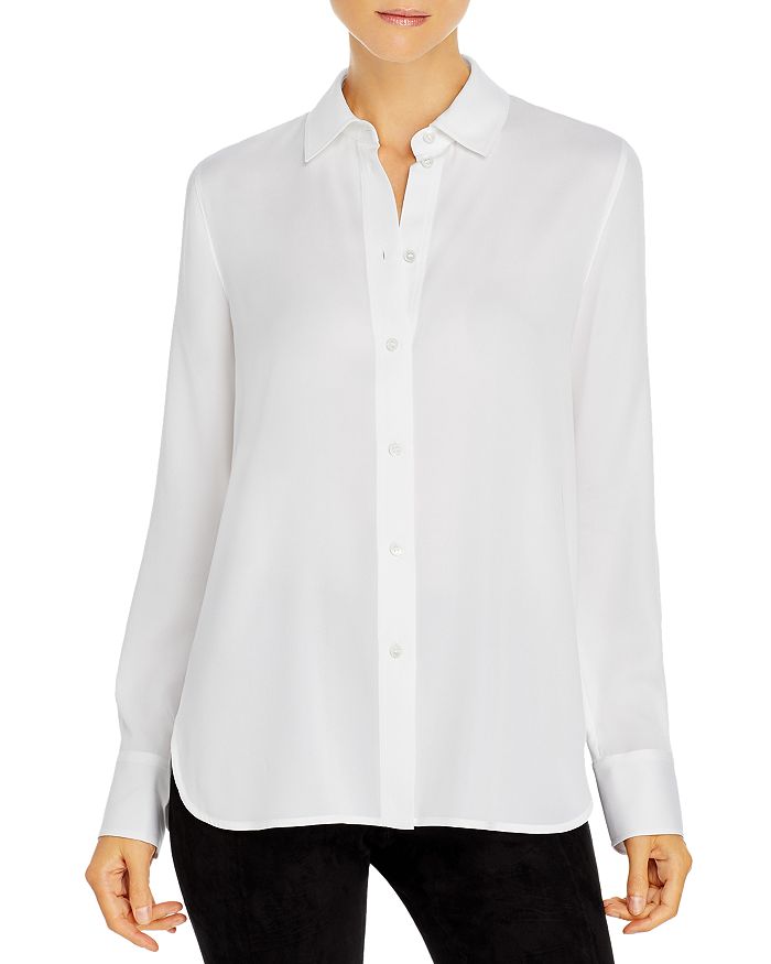 Shop Vince Slim Fitted Blouse In Optic White