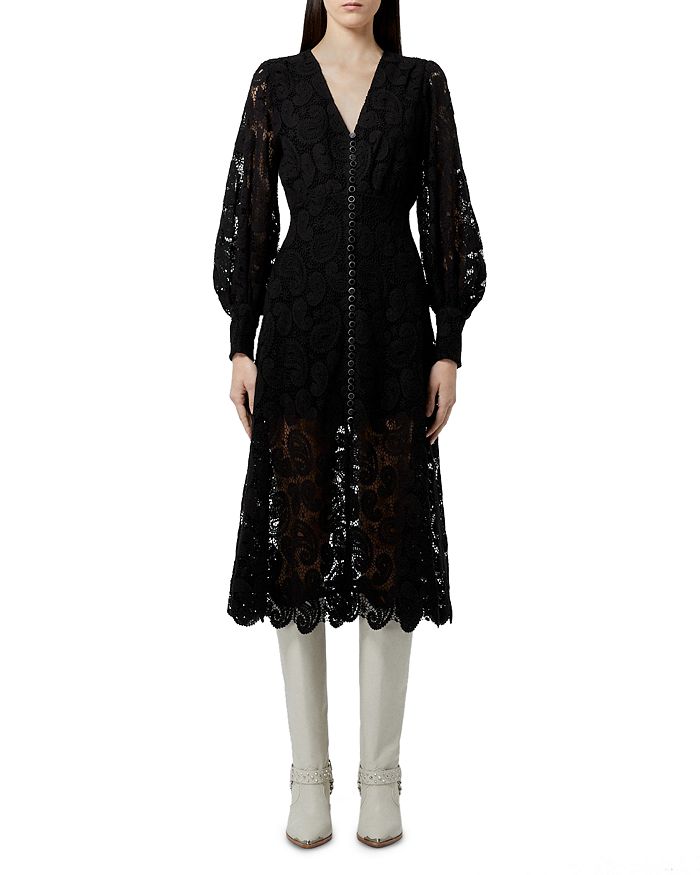 The Kooples Ecru Lace Midi Dress | Bloomingdale's