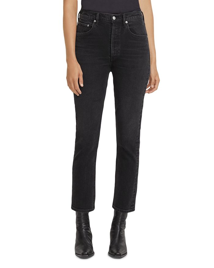 Shop Agolde Riley High Rise Cropped Straight Jeans In Panoramic
