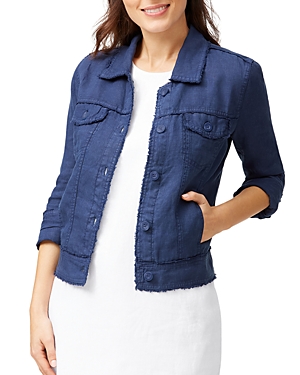 Shop Tommy Bahama Two Palms Raw-edge Linen Jacket In Island Navy