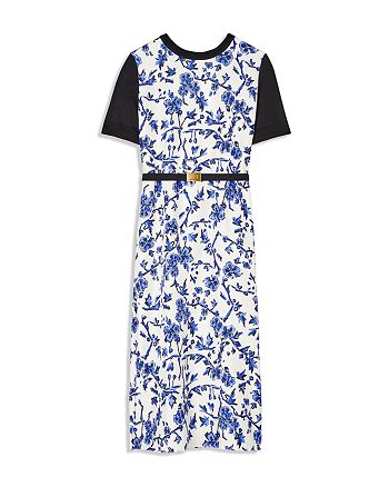 Tory Burch Greer Floral Print Belted Midi Dress | Bloomingdale's