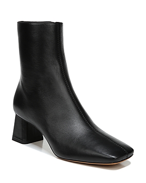 Vince Women's Koren Square-toe Leather Ankle Boots In Black Leather