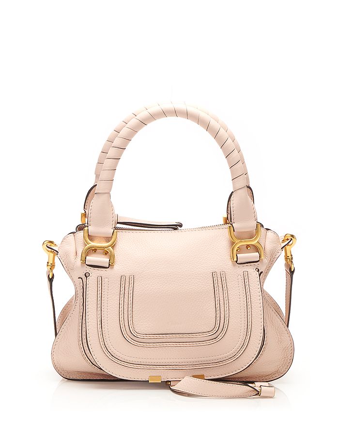 Chloé Marcie Small Leather Satchel In Softy Pink/brass