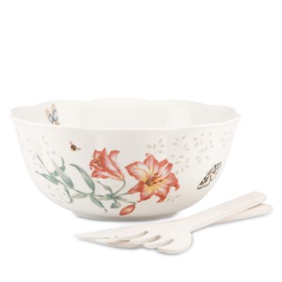Lenox Butterfly Meadow Salad Bowl and Server Set
