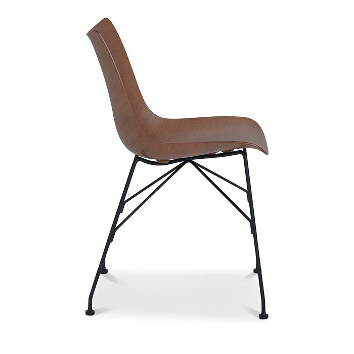 Shop Kartell P Basic Veneer Dining Chair In Dark Wood/painted Steel Legs