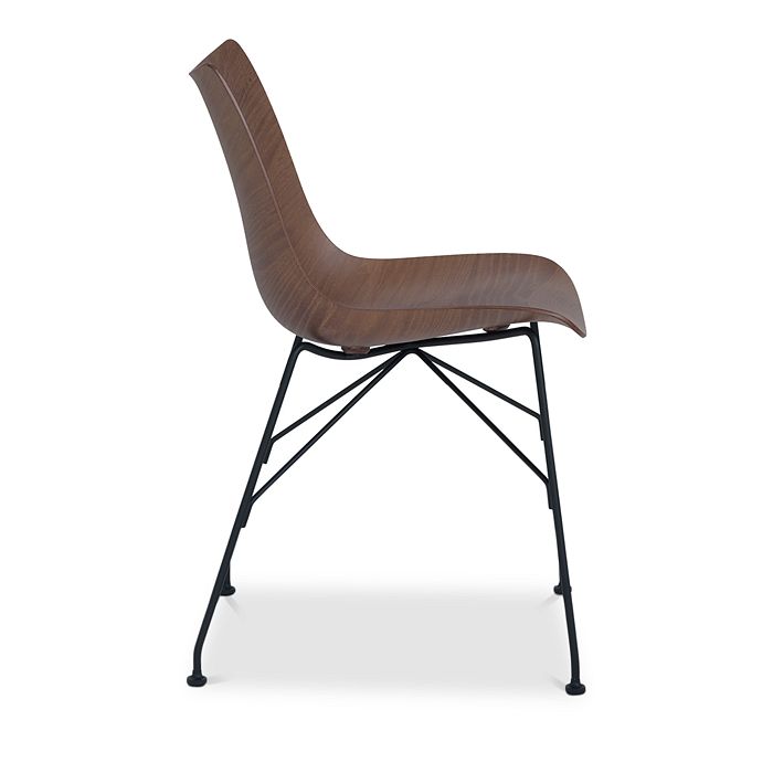 Shop Kartell P Slatted Ash Dining Chair In Dark Wood/painted Steel Legs