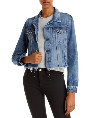 GRLFRND Cara Cotton Frayed Denim Jacket in London Calling | Bloomingdale's