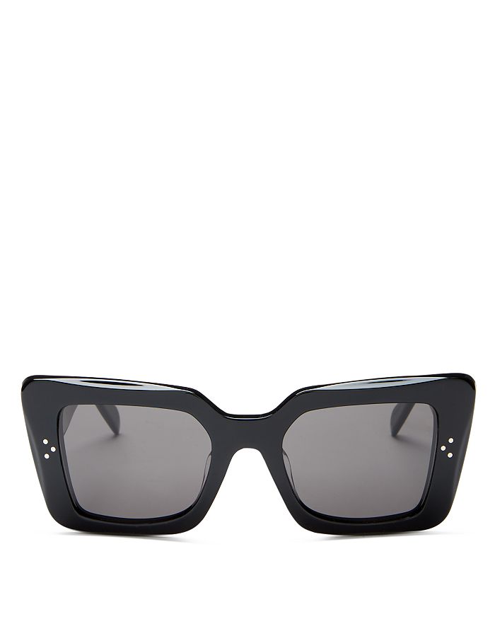 Celine Women's Square Sunglasses, 54mm In Shiny Black/smoke