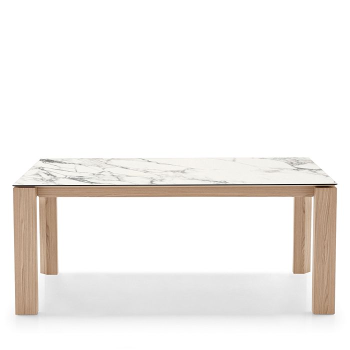 Calligaris Omnia Extension Dining Table In White Marble/natural Finish