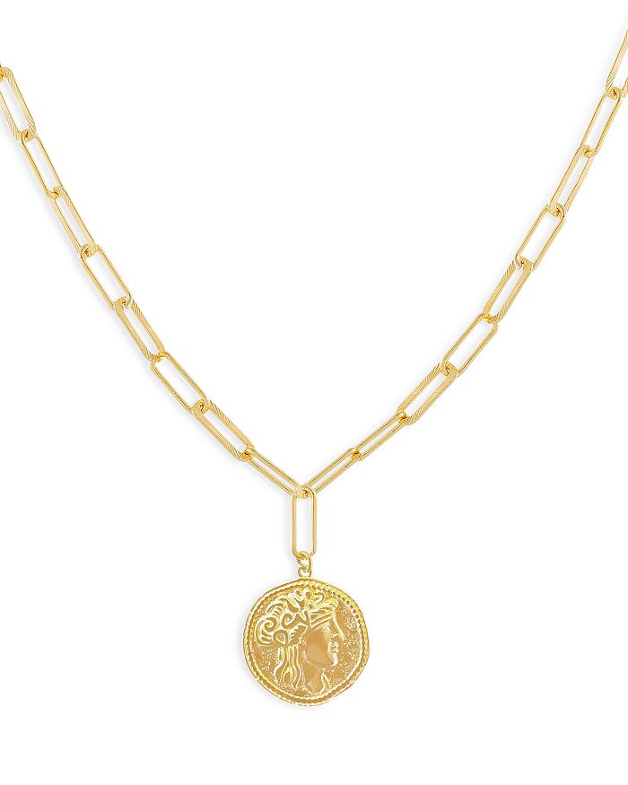 Adinas Jewels Vintage Coin Pendant Necklace, 16 In Gold