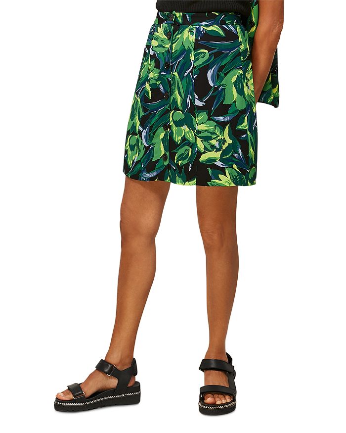 Shop Whistles Tulip Print Button Front Skirt In Multi