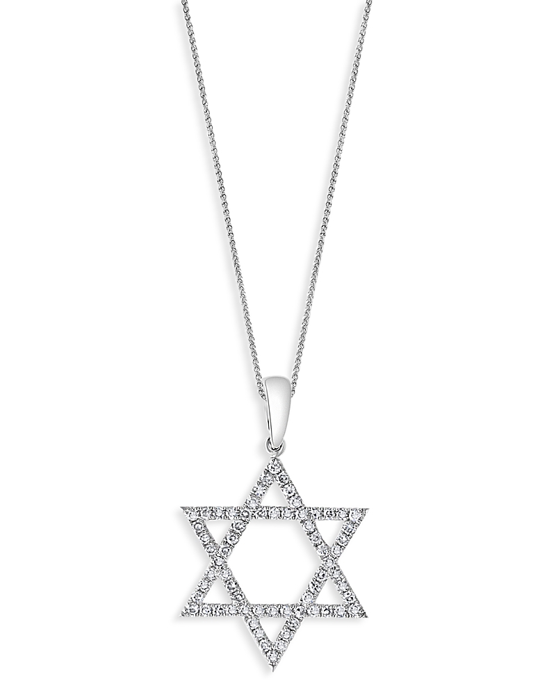 Bloomingdale's Fine Collection Diamond Star of David Pendant Necklace in 14K White Gold, 0.25 tcw