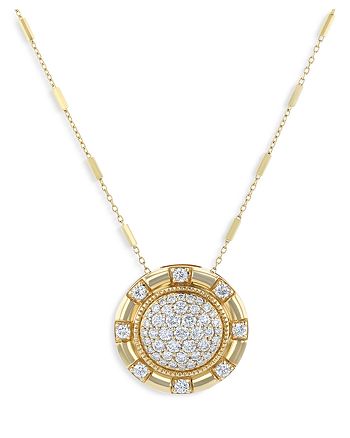 Bloomingdale's - Pav&eacute; Diamond Medallion Necklace in 14K Yellow Gold 1.0 ct. t.w., 16-18" - 100% Exclusive