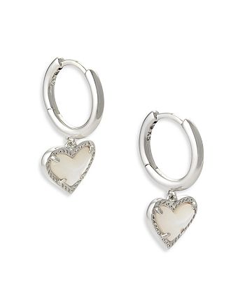 Kendra Scott Ari Mother Of Pearl Heart Charm Huggie Hoop Earrings Bloomingdale S