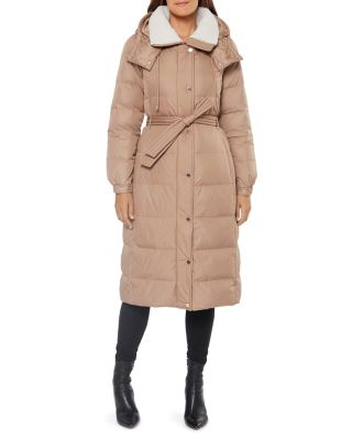 kate spade new york faux fur trim hooded puffer coat