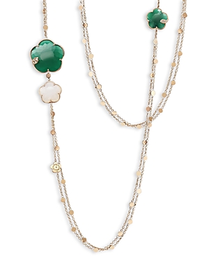 Pasquale Bruni 18k Rose Ton Joli Multi-gemstone & Diamond Long Statement Necklace, 39.4 In Green/white