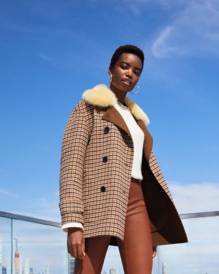 Theory Dorado Faux Fur Collar Peacoat | Bloomingdale's