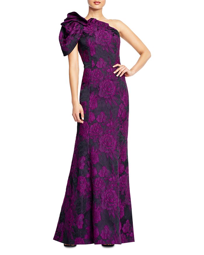 Aidan Mattox Aidan by Floral Jacquard One Shoulder Gown | Bloomingdale's
