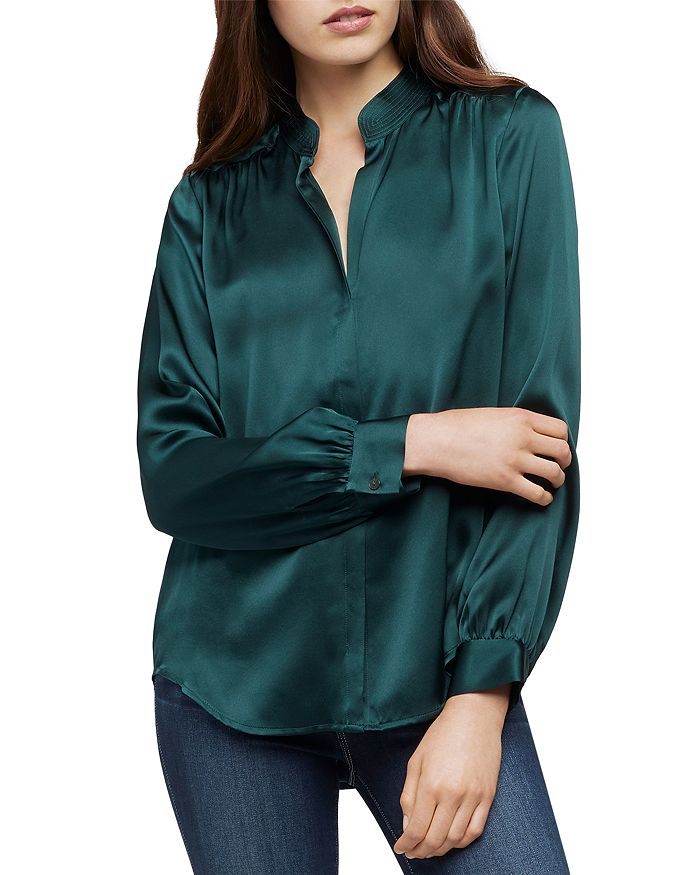 L Agence Bianca Silk Charmeuse Blouse In Dark Glade