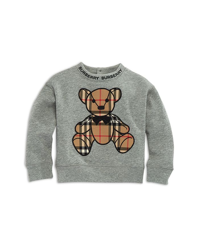 Burberry Unisex Danny Check Bear Sweatshirt - Baby In Grey Melan