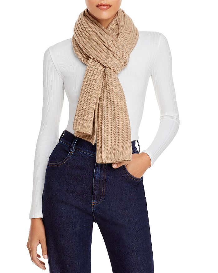 C By Bloomingdale's Solid Ribbed Cashmere Scarf - 100% Exclusive In Oatmeal