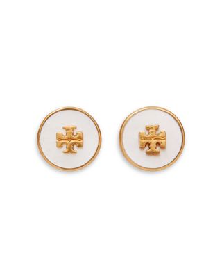 Tory Burch Kira Semi Precious Logo Circle Stud Earrings | Bloomingdale's