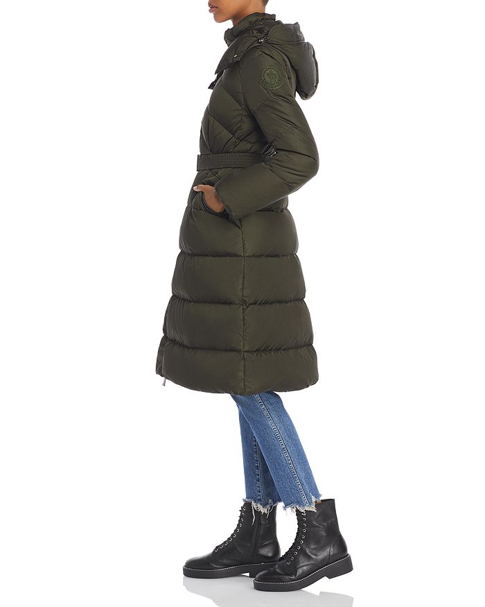 MONCLER AGOT BELTED HOODED DOWN PUFFER COAT