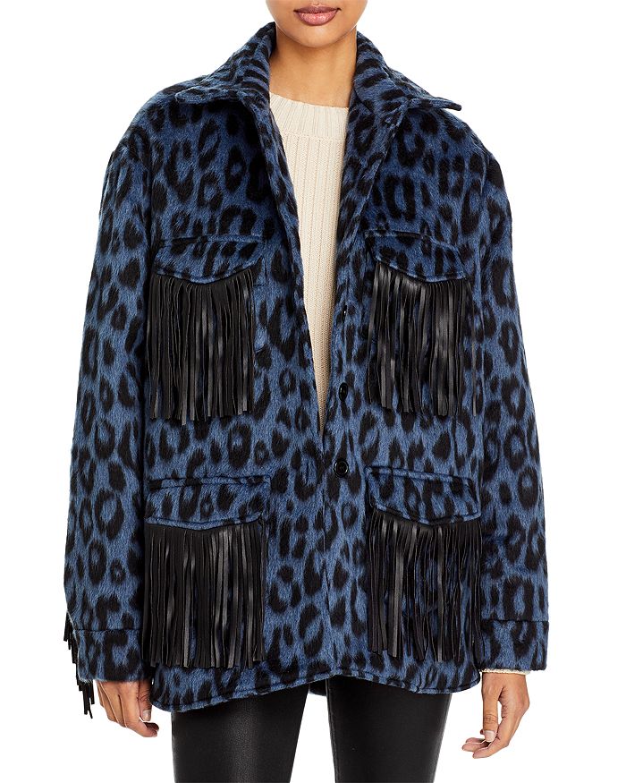 Leopard print trim jacket store