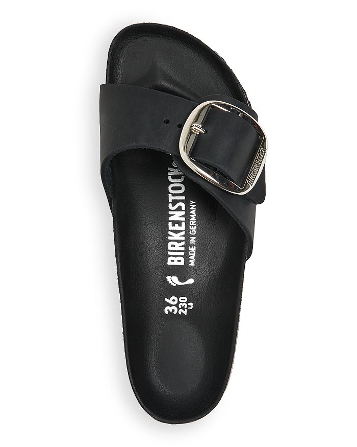 Shop Birkenstock Women's Madrid Big Buckle Sandals In Black Leather/silver