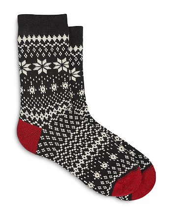 Cashmere Large Fairisle Boot Sock in Black main image 0