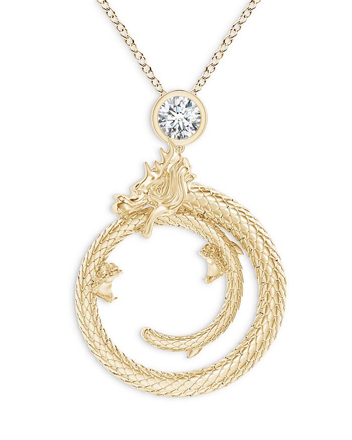 Natori 14k Yellow Gold Dragon Small Open Slider Diamond Pendant Necklace, 14-17