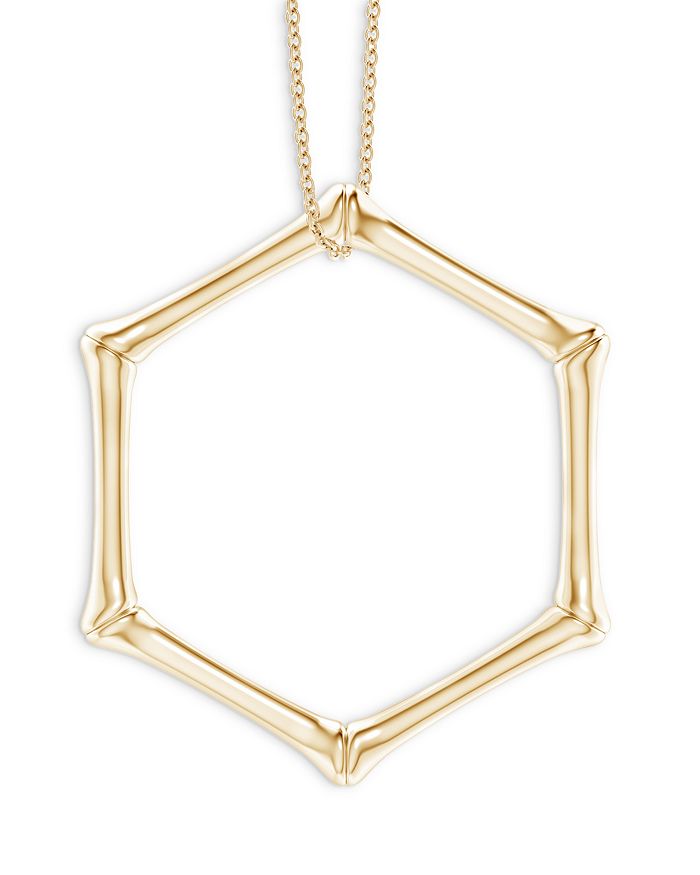 Natori 14k Yellow Gold Indochine Large Single Hexagon Bamboo Pendant Necklace, 14-17