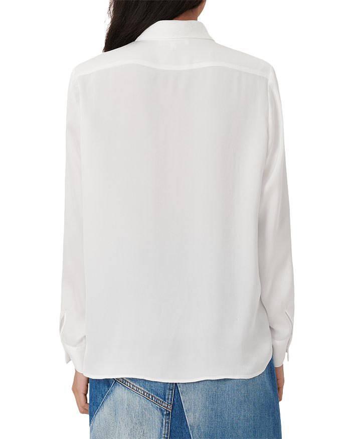 Shop Maje Cecily Silk Shirt In White
