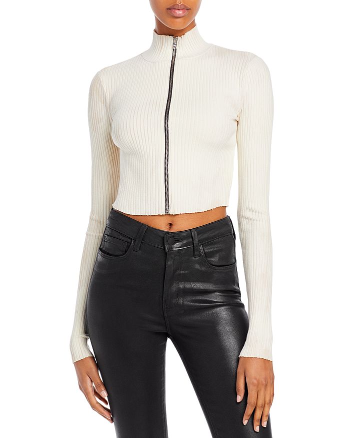 COTTON CITIZEN IBIZA ZIP-FRONT CROPPED TOP,W2105104