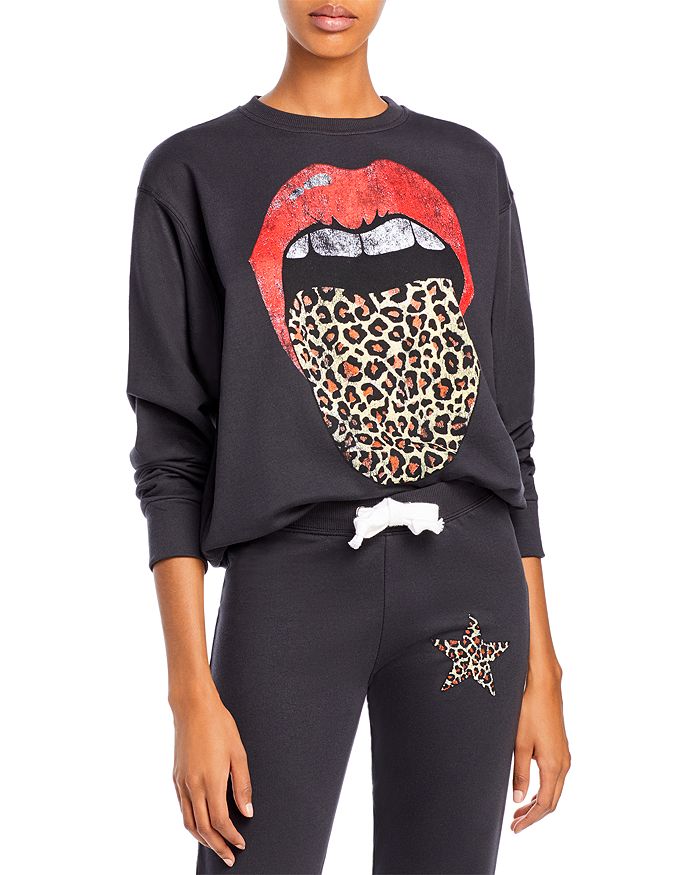 Prince Peter Leopard Tongue Pullover Sweatshirt In Black