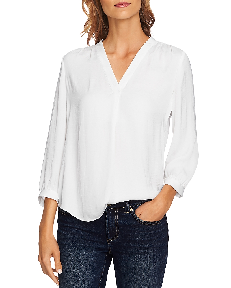 Shop Vince Camuto V Neck Blouse In New Ivory