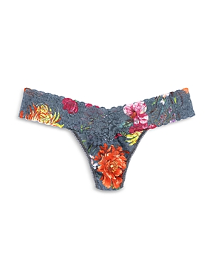 Hanky Panky Low-rise Printed Lace Thong In Multi