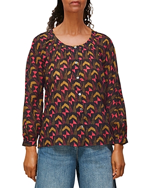 Shop Whistles Geometric Ikat Voile Blouse In Multicolor