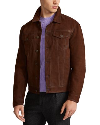 brown suede trucker jacket