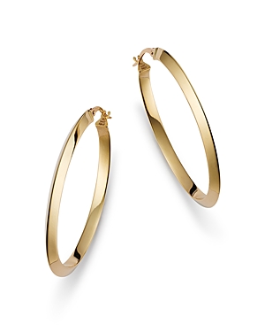 14K Yellow Gold Beveled Hoop Earrings - 100% Exclusive