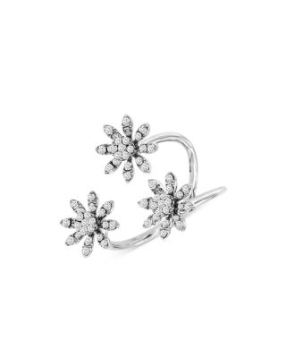 Bloomingdale's Fine Collection Diamond Triple Flower Ring in 14K White Gold, 0.6 ct. t. w. - Exclusive
