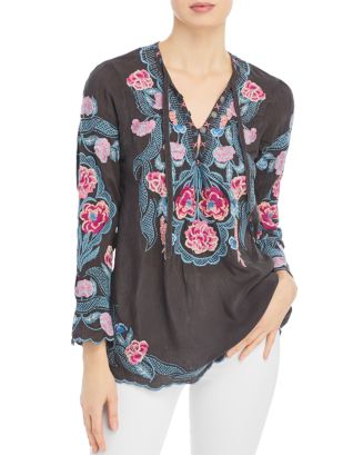 Johnny Was Floral Embroidered Blouse | Bloomingdale's