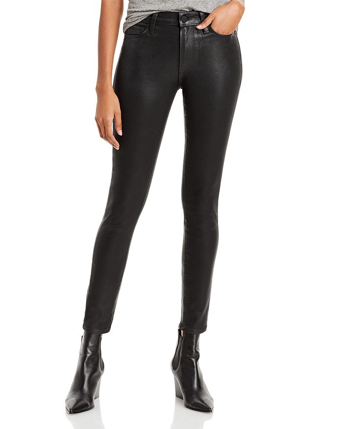 PAIGE Hoxton High Rise Ankle Skinny Jeans in Black Fog Luxe Coating