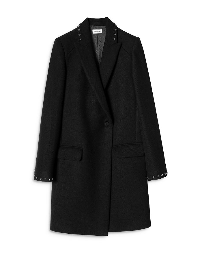 Shop Zadig & Voltaire Marco Studded Coat In Noir