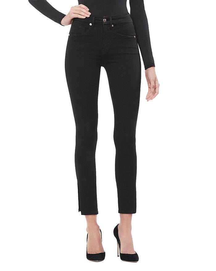 Good American Good Waist Side Slit Crop Jeans in Black001 | Bloomingdale's