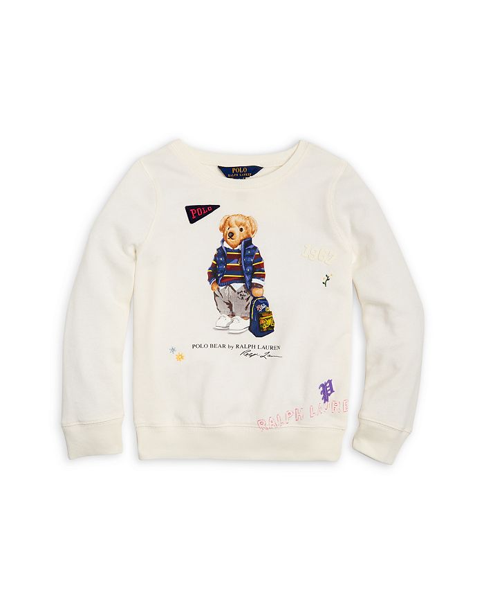Ralph Lauren Girls' Bear French Terry Sweatshirt - Little Kid ...