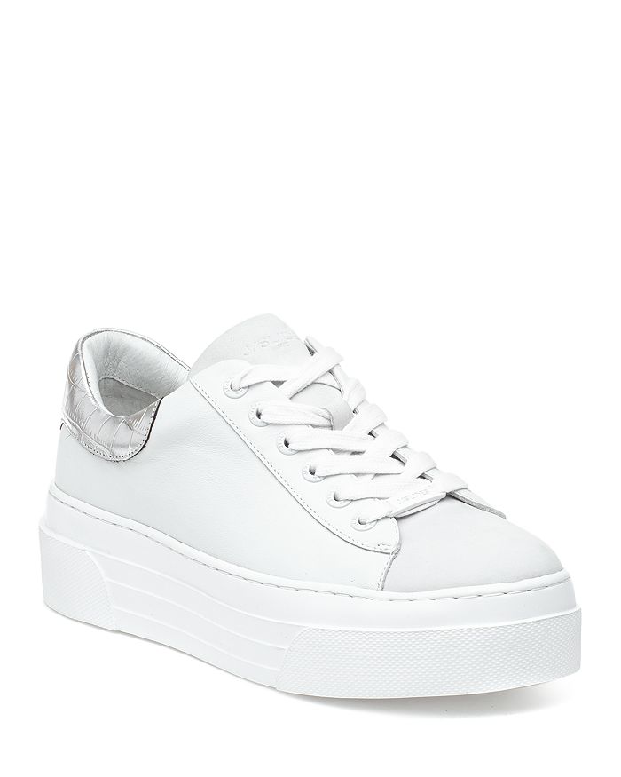 J/slides Amanda Low Top Platform Sneakers In White Leather