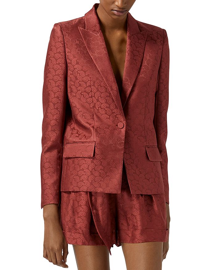 The Kooples Pink Jacquard Satin Suit Jacket